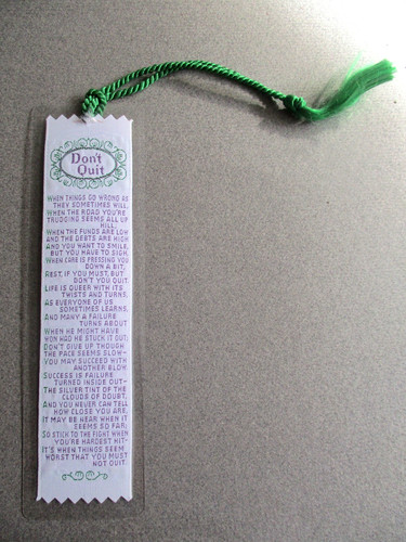 Woven bookmark don quit when - quit,