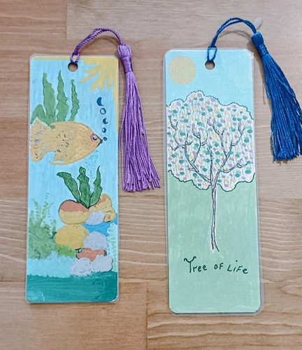 Two hand drawn bookmarks - hand,
